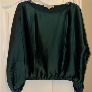 LOFT Women's Green Satin Top NWT $70- Large